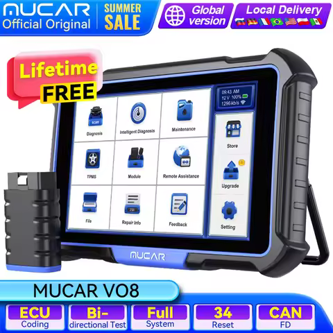 MUCAR VO8 OBD2 Scanner Professional Auto Code ECU Coding Bidirectional Test Full System 34 Reset OBD