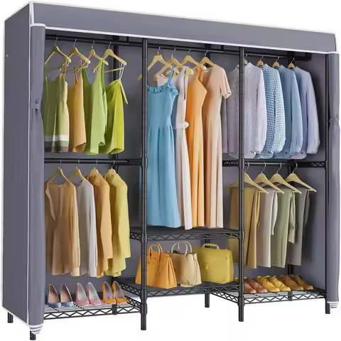 VIPEK V5C SE Covered Garment Rack Heavy Duty Clothes Rack with Cover and Adjustable Shelves, Freesta