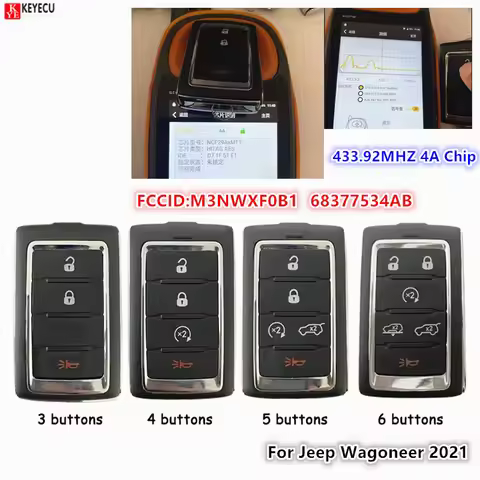 KEYECU Smart Remote Control Car Key With 3/4 /5/6 Button 434MHz Fob for Jeep Wagoneer Grand Cherokee