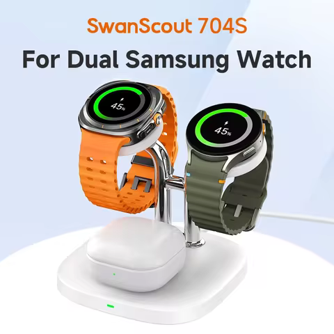 SwanScout 704S Dual Watch Charger for Samsung Watch Ultra 8 Classic Wireless Charging Station for Ga