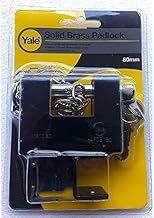 Yale Y1800/80/117/1 Solid Brass Padlock with Bracket Chain and 5-Keys, Black