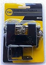 Yale Y1800/80/117/1 Solid Brass Padlock with Bracket Chain and 5-Keys, Black