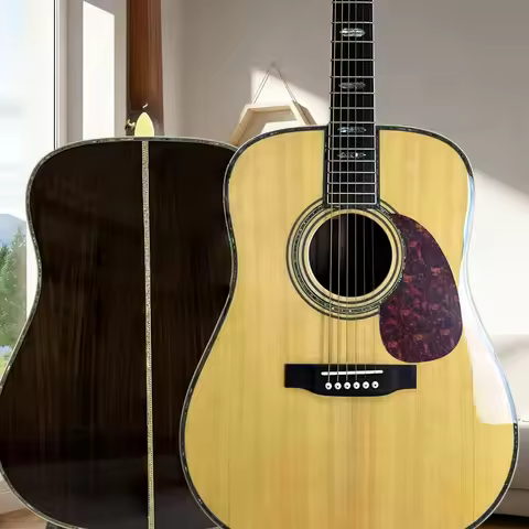 41Inch D45 Series Acoustic Guitar Solid Top Rosewood Neck Picea Asperata Body Simple Design Clear Ti
