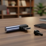HiFi USB-C to 3.5mm Audio Adapter Right-Angle Type-C DAC with Mic Dongle