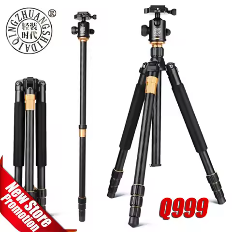 QZSD Q999 Professional Photographic Portable Aluminium Alloy Travel Tripod & Monopod Stand with Ball