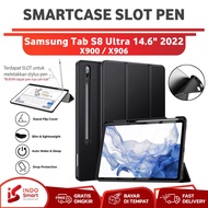 Case Samsung Tab S8 Ultra/Samsung Galaxy Tab S8 Ultra/14.6 inch 2022 Smartcase Slot Pen Flip Book Cover Tablet Case
