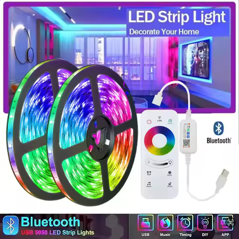 LED Strip Lights RGB 5050 Bluetooth APP Control with Touch Remote Flexible Ribbon Color Change Led T