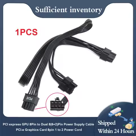 1PCS Power Supply Cable PCI Express GPU 8Pin to Dual 8(6+2)Pin PCI-E Graphics Card 8Pin 1 to 2 Power
