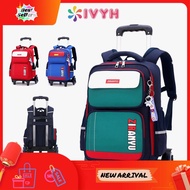 ⭐READY STOCK⭐ Ivyh 6 Wheels School Bag Kids Trolley  School Bag Trolley School Bag Wheel  Trolley Backpack  Beg Sekolah Roda
