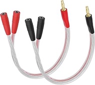XMSJSIY 4mm Banana Plug Male to Dual Female Splitter 1 to 2 Audio Extension Cable 14AWG HIFI Speaker