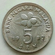 Koin Malaysia 5 Sen 1997 Error - Salah cetak.
