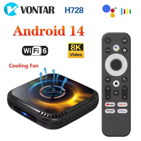NEW VONTAR H728 Android 14 TV Box Allwinner H728 Octa Core Cortex A55 with Cooling FAN Support Video