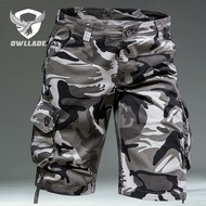 OWLLADE Casual Cargo Pants Shorts for Men S8CS In Grey Camo 100% Cotton J10 2T