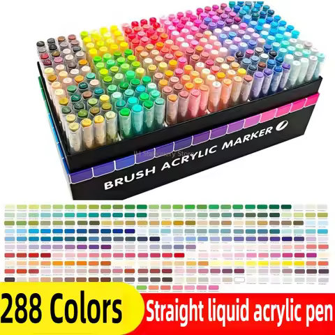 GUANGNA 168-288 Colors Direct-liquid Acrylic Marker Paint Brush Marker Pen for Rock Painting Stone G