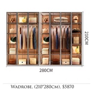 Glass Wardrobe Collection - Designer Luxury Walk-in Wardrobe Tempered Glass Solid Wood LED Build In 