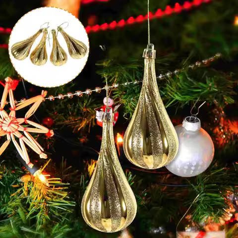 4Pcs Gold Plastic Balls Christmas Tree Decorations Hanging naments Xmas Tree Balls Party Supplies Ho