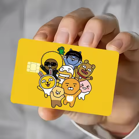 Cute K-Kakaos F-Friends Card Stickers Waterproof Film Skin Cover 4PCS Credit Debit Front Decoration 