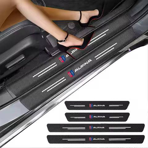 Carbon Fiber Car Door Sill Threshold Protector Auto Stickers Decals For Alpina bmw b3 b4 b5 b6 b7 c2