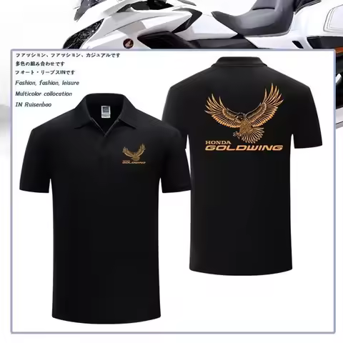 Honda 2025 Fashion New Hot Honda Gold Wing GOLDWING Motorcycle Joint Lapel POLO Short-sleeved T-shir