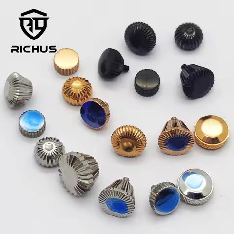 RICHUS ETA6497 Crown Silver/black/rose gold Stainless Steel Crown Fit ETA6497 6498 ST3600 Movement W