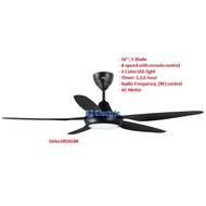 Deka DR20LBK Remote Ceiling Fan with LED Light 56'' (5 Blades/4 Speed) - Black