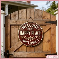 <salzburg>  Happy Land Sign Housewarming Gift Happy Land Rustic Wooden Garden Sign Weather-resistant
