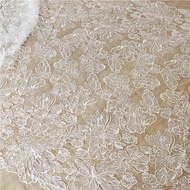 1 Yards 130CM Width Fashion Dress Top Quality Off White Gorgeous Embroidered French Lace Fabric 3D B