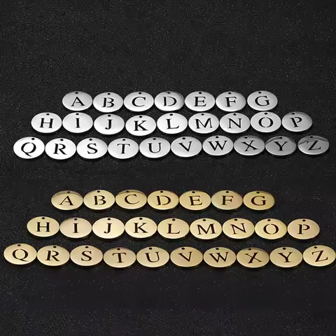 Skyrim 26 pcs/lot Capital Letter Charm Stainless Steel Alphabet Pendant for Necklace Bracelet Earrin