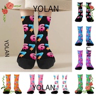 YOLANDAGOODS 67 Meme Ice Cream Socks, Cartoon Cotton 67 Meme Crew Long Socks, Funny Breathable Light
