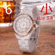 跨境熱賣白色陶瓷手錶小香j12女士石英錶防水蝴蝶扣情侶手錶