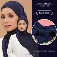 SHAWL CHIFFON LEBIH LABUH (2MX0.7M IN NAVY BLUE