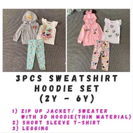 3pcs Set Disney Sweatshirt Hoodie, t-shirt and legging for girls aged 2Y - 6Y