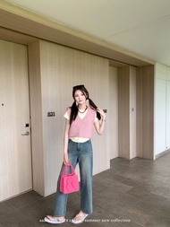 London Cross Star High เอว ล้าง เดนิม กางเกงยีนส์ Rhinestone Vintage Blue กางเกงขายาว ฤดูใบไม้ผลิ ฤด