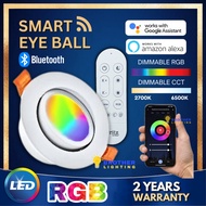 LED Smart Eye Ball Downlight Spot Lamp 7W Tuya Bluetooth WIFI RGB Dimmable Round Ceiling Light Lampu 5 colour