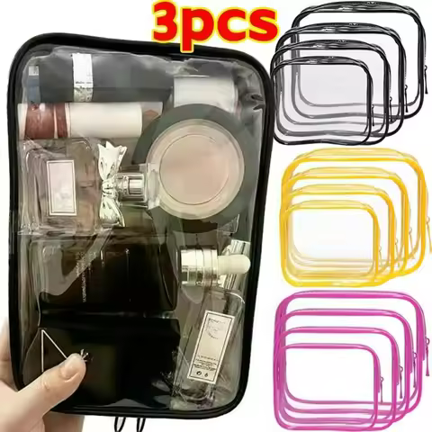 S/M/L Transparent Waterproof Makeup Bag PVC Clear Cosmetic Bags Small Portable Travel Toiletry Wash 