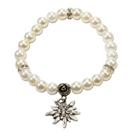Alpenflüstern Traditional bavarian pearl bracelet Fiona with rhinestones Edelweiss, Ladies costume j