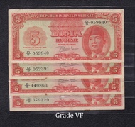 Uang Kuno 5 Rupiah 1950 Sukarno Seri RIS