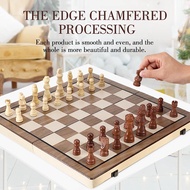 Wood Chess Set Wood Chess Foldable Pieces Set Chess Board Game Quality Children Elders and Adults