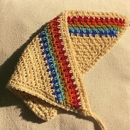 Rainbow cream crochet bandana