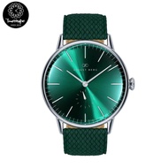 August Berg 10140E11VGN Serenity Greenhill Silver with Dark Green Perlon Men Watch