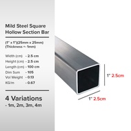 (1'' X 1'')(25mm x 25mm)(Thickness +- 1mm) Mild Steel Square Hollow Section Bar Besi Hollow Segi Empat Sama 四方喉