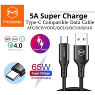 READY STOCK Mcdodo 5A 65W QC4.0 Type C SCP AFC VOOC Super Fast Charge Type C Data Cable1.5m CA-743