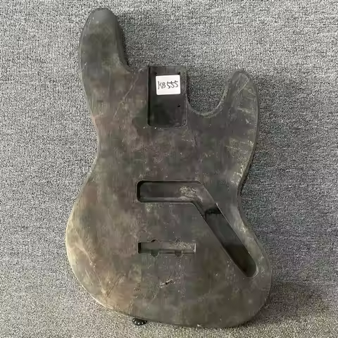 KB555 Solid Basswood Black Color Semi Finished Jazz Bass Body Right Hand with Damages for DIY