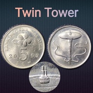 JL Antiques Malaysia Error Coin 5 Sen Bunga Raya Twin tower KL Tower