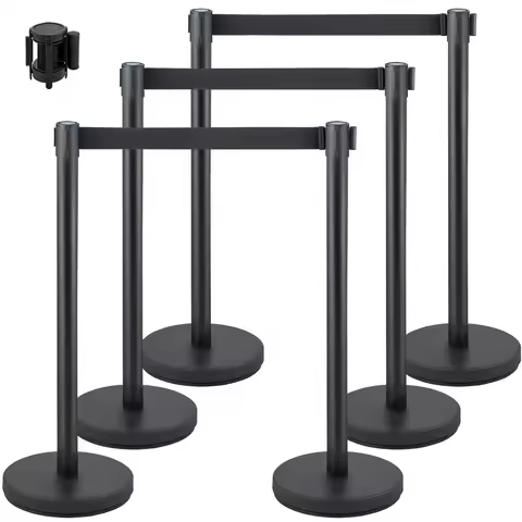 VEVOR 6Pcs Queue Security Posts Crowd Control Stanchion Barriers Stand Crowd Barrier With Adjustable