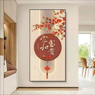 事事如意国潮寓意玄关走廊客厅装饰画竖版轻奢装饰壁画自粘画6/18 Everything goes well - Chinese style auspicious meaning entrance ha