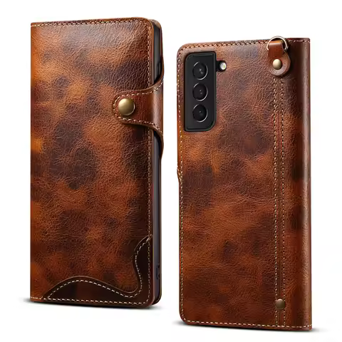 100% Real Leather Case For Samsung Galaxy S25 S24 S23Ultra S22 S21 S20Plus Note 9 10 20 Ultra Card B