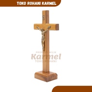 CATHOLIC SITTING CROSS 15 CM BRASS CORPUS CATHOLIC TABLE CROSS/ CROSS STATUE/ ALTAR CROSS CROSS/ SIT