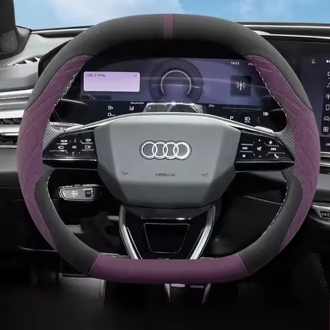 Suede Leather Car Steering Wheel Cover for Audi A1 A3 A5 S3 Rs3 Q5 A6 Q4 Etron 2025 2026 Accessories