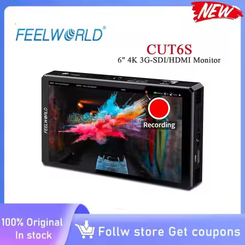 FEELWORLD CUT6S 6 inch 4K 3G-SDI/HDMI Touchscreen On-Camera Monitor Recorder / Monitor 3D LUT Suppor